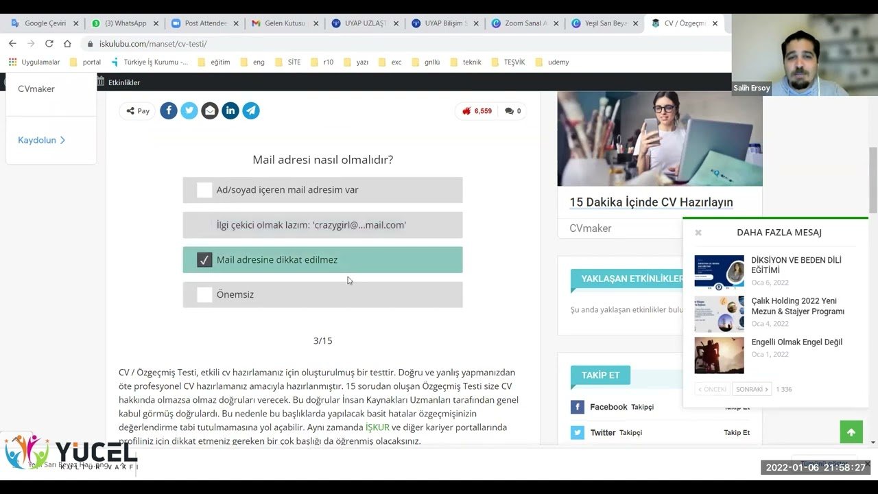 CV Hazırlarken Dikkat Edilecekler 1 / Salih Ersoy - CV Hazırlama / Yücel Kültür Vakfı